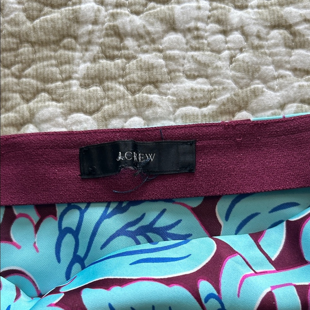 J. Crew Vibrant Blue pull on Floral Midi Slip Skirt XS - Picture 6 of 10